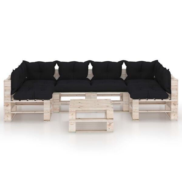 vidaXL 7-dielna z&aacute;hradn&aacute; paletov&aacute; s&uacute;prava s podložkami, borovica