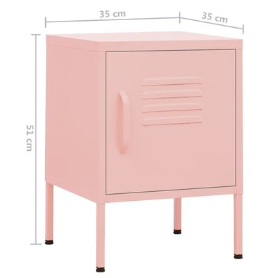 vidaXL Nočný stolík ružový 35x35x51 cm oceľ
