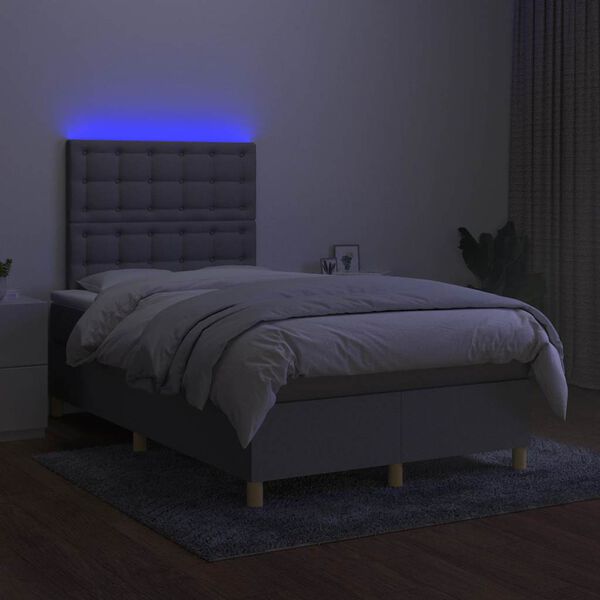 vidaXL Boxspring posteľ s matracom a LED, svetlosiv&aacute; 120x190 cm, l&aacute;tka