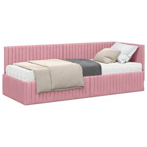 vidaXL Rohov&yacute; r&aacute;m postele s matracom 2 ks Ružov&aacute; 80 x 200 cm Zamat
