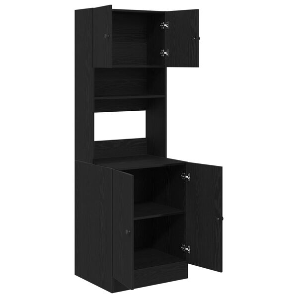 vidaXL Kuchynský bufet s poličkou 2 pcs Čierny dub 60 x 50 x 180 cm