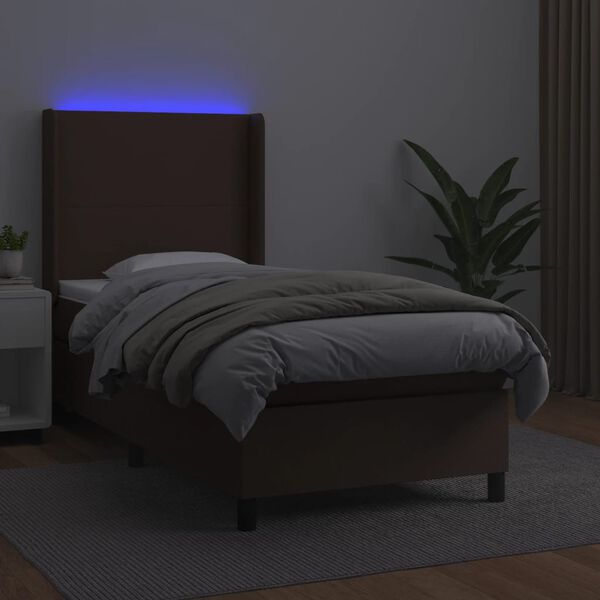 vidaXL Boxspring posteľ s matracom a LED hned&aacute; 80x200 cm umel&aacute; koža