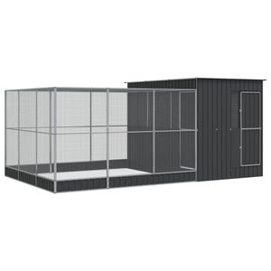 vidaXL Voli&eacute;ra s nadstavcom strieborn&aacute; 497x303x216 cm oceľ