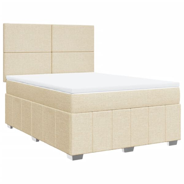 vidaXL Posteľn&yacute; r&aacute;m boxspring s matracom kr&eacute;mov&yacute; 160x200 cm l&aacute;tka