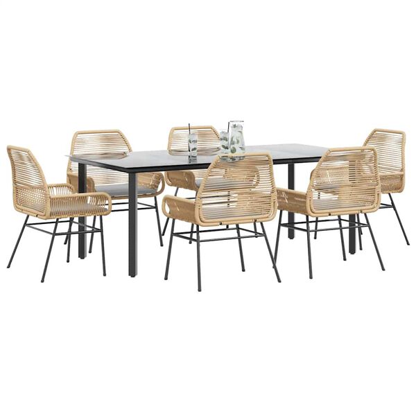 vidaXL 7-dielna z&aacute;hr. jed&aacute;lensk&aacute; s&uacute;prava vank&uacute;&scaron;e hned&aacute; polyratan sklo