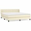 vidaXL Boxspring posteľ s matracom kr&eacute;mov&aacute; 160x200 cm umel&aacute; koža
