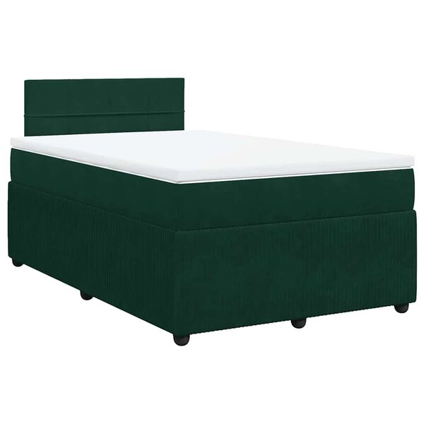 vidaXL Boxspring posteľ s matracom, tmavozelen&aacute; 120x190cm, zamat