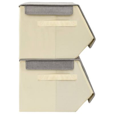 vidaXL Súprava úložných boxov s poklopmi 8 ks látková sivo-krémová