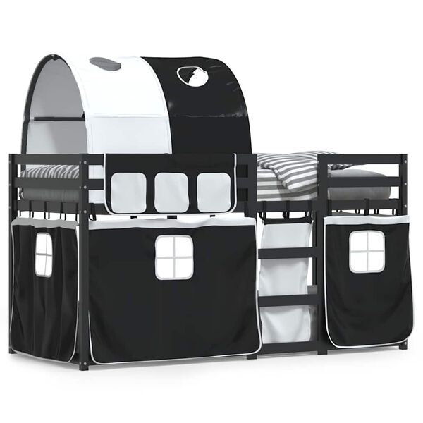 vidaXL Poschodov&aacute; posteľ z&aacute;vesy bielo-čierna 90x190cm mas&iacute;vna borovica