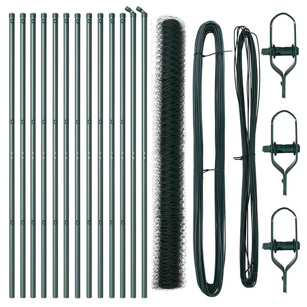 vidaXL Stĺp na plot. Zelená 25 x 1,6 m (50 mm mriežka) Ocel a PVC