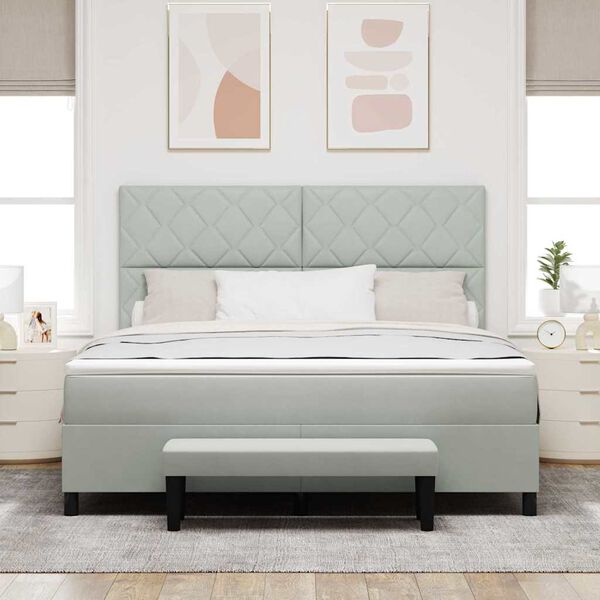 vidaXL Posteľ s pružinov&yacute;m r&aacute;mom Svetlosiv&aacute; 180 x 200 cm Zamat