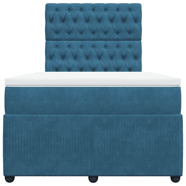 vidaXL Boxspring posteľ s matracom, tmavomodr&aacute; 120x190 cm, zamat