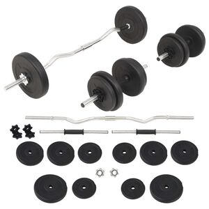 vidaXL Súprava činiek barbell a dumbbell 30 kg