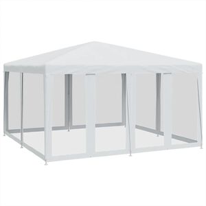 vidaXL P&aacute;rty stan so 8 sieťkovan&yacute;mi bočn&yacute;mi stenami biely 4x4 m HDPE