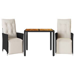 vidaXL 3-dielna bistro s&uacute;prava s vank&uacute;&scaron;mi čierna polyratanov&aacute;