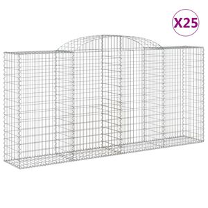 vidaXL Obl&uacute;kov&eacute; gabionov&eacute; ko&scaron;e 25 ks 300x50x140/160 cm pozink. železo