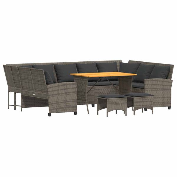 vidaXL 4-dielna z&aacute;hradn&aacute; sedacia s&uacute;prava a vank&uacute;&scaron;e polyratan siv&aacute;