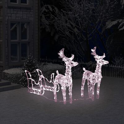 vidaXL Vianočná dekorácia so sobmi a saňami 160 LED 130 cm akryl