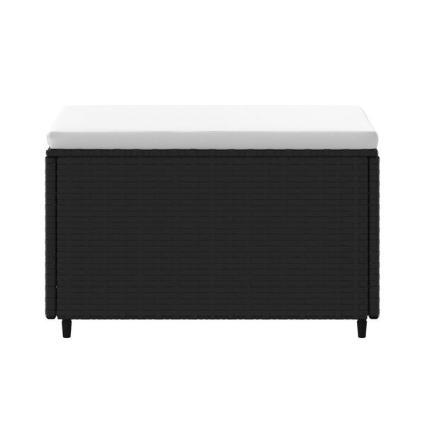 vidaXL Záhradná taburetka s podložkou čierna polyratanová