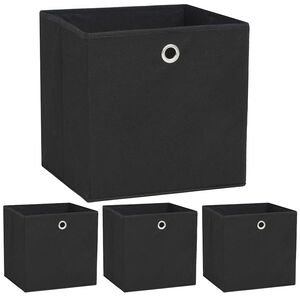 vidaXL &Uacute;ložn&eacute; boxy, 4 ks, netkan&aacute; text&iacute;lia, 32x32x32 cm, čierne