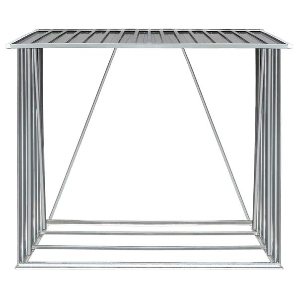 vidaXL Záhradná kôlňa na drevo z galvanizovanej ocele 163x83x154 cm sivá