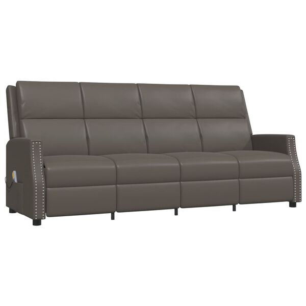 vidaXL 4-miestne skl&aacute;pacie mas&aacute;žne kreslo, siv&eacute;, umel&aacute; koža