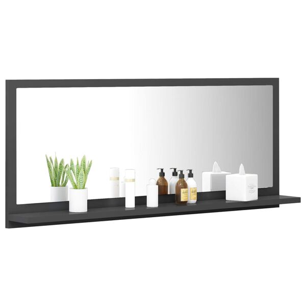 vidaXL K&uacute;peľňov&eacute; zrkadlo, siv&eacute; 90x10,5x37 cm, kompozitn&eacute; drevo