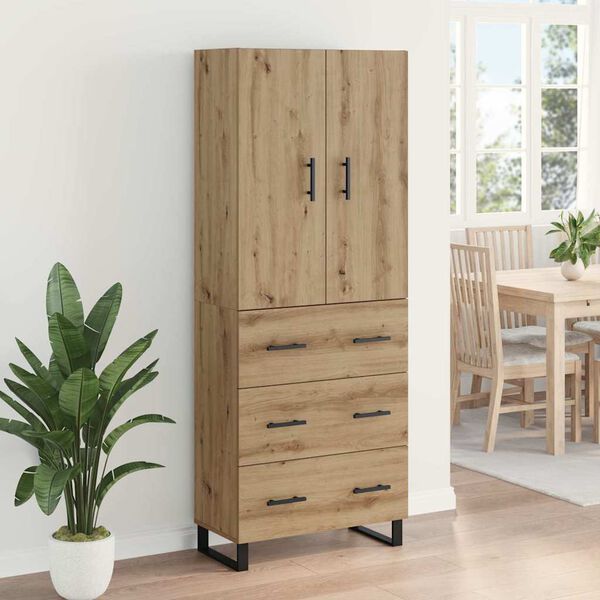 vidaXL Highboard so z&aacute;suvkou 2 pcs Remeseln&yacute; dub 69,5 x 34 x 180 cm