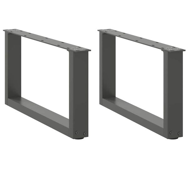 vidaXL Nohy konferenčn&eacute;ho stol&iacute;ka v tvare U, 2 ks, antracitov&eacute;, 70 x (30-31) cm, oceľ