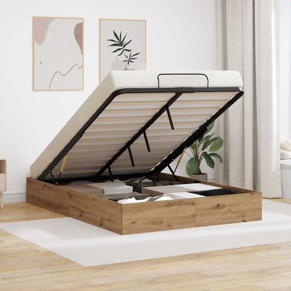 vidaXL Otomanov&yacute; posteľn&yacute; r&aacute;m s &uacute;ložiskom Remeseln&yacute; Dub 150 x 200 cm