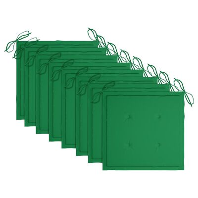 vidaXL Jedálenské stoličky 8 ks zelené podložky tíkový masív