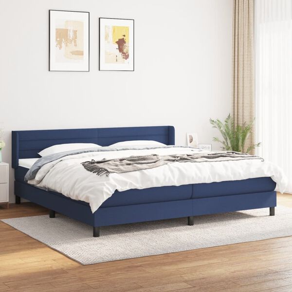 vidaXL Boxspring posteľ s matracom modr&aacute; 200x200 cm l&aacute;tka