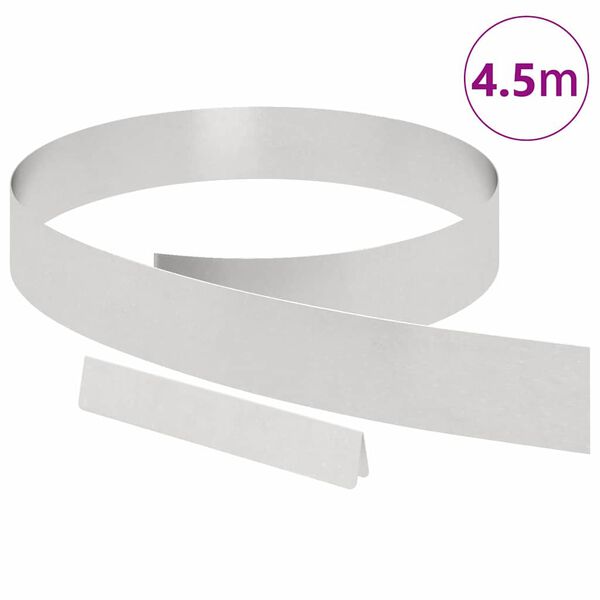vidaXL Obrubník trávnika Strieborná 450 x 0.05 x 15 cm Nerezová oceľ
