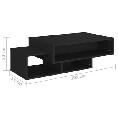 vidaXL Konferenčný stolík čierny 105x55x32 cm drevotrieska