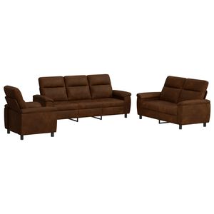 vidaXL Sada pohoviek 3 pcs Hned&aacute; Faux semi&scaron;ov&aacute; koža
