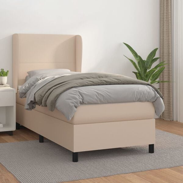 vidaXL Boxspring posteľ s matracom kapučínová 90x190 cm umelá koža