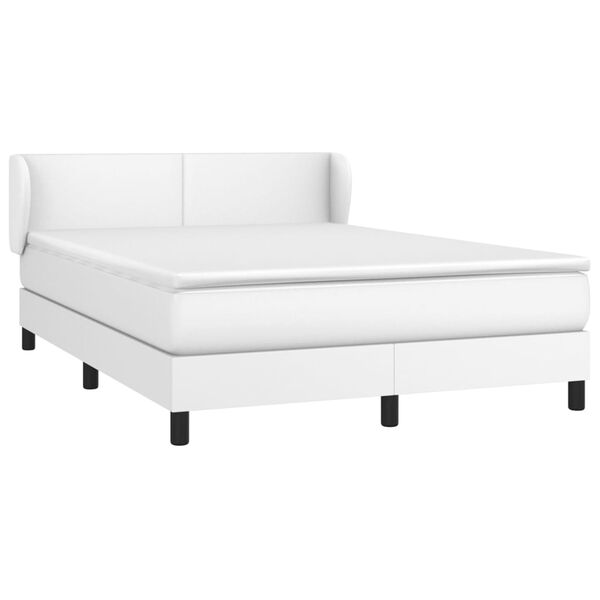 vidaXL Boxspring posteľ s matracom biela 140x200 cm umel&aacute; koža