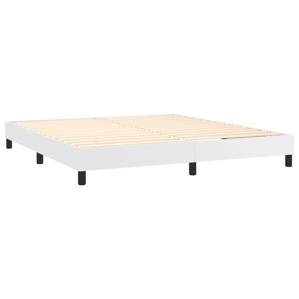 vidaXL Boxspring posteľ s matracom biela 160x200 cm umelá koža