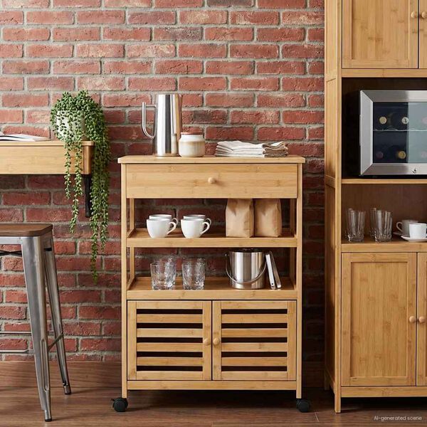 vidaXL Kuchynsk&yacute; voz&iacute;k na kolieskach Pr&iacute;rodn&aacute; 59,5 x 36 x 82 cm Bambus