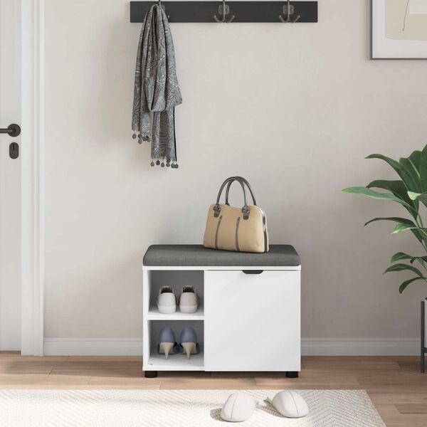 vidaXL Predsieňov&aacute; lavica s vank&uacute;&scaron;om Biela 60 x 38 x 46 cm