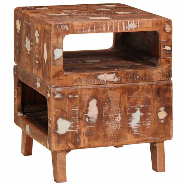 vidaXL Koncov&yacute; st&ocirc;l Hned&aacute; 40 x 40 x 49 cm Mas&iacute;vne obnoven&eacute; drevo