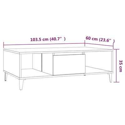 vidaXL Konferenčný stolík sivý sonoma 103,5x60x35 cm drevotrieska