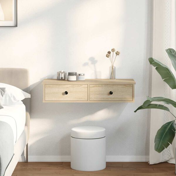 vidaXL Nástenná polica so zásuvkami dub sonoma kompozitné drevo