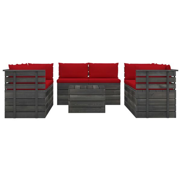 vidaXL 9-dielna z&aacute;hradn&aacute; sedacia s&uacute;prava z paliet s podložkami borovicov&yacute; mas&iacute;v