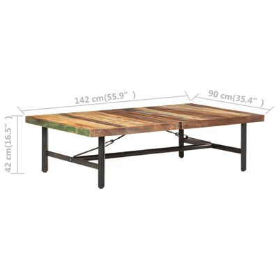 vidaXL Konferenčný stolík 142x90x42 cm masívne recyklované drevo