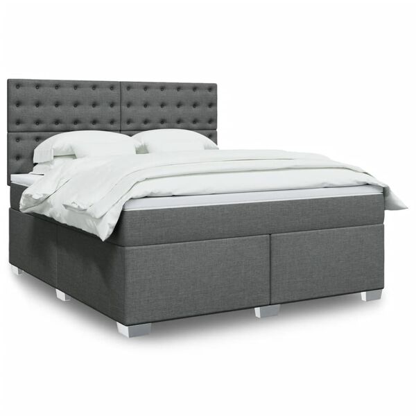 vidaXL Boxspring posteľ s matracom tmavosiv&aacute; 180x200 cm l&aacute;tka