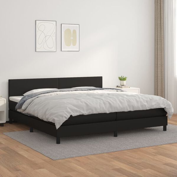 vidaXL Boxspring posteľ s matracom čierna 200x200 cm umelá koža