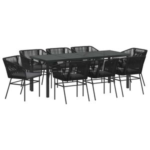 vidaXL Z&aacute;hradn&yacute; jed&aacute;lensk&yacute; set s vank&uacute;&scaron;om 9 pcs Čierna