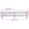 vidaXL Záhradný plot s vrchnou časťou z ocele 359x100 cm čierny