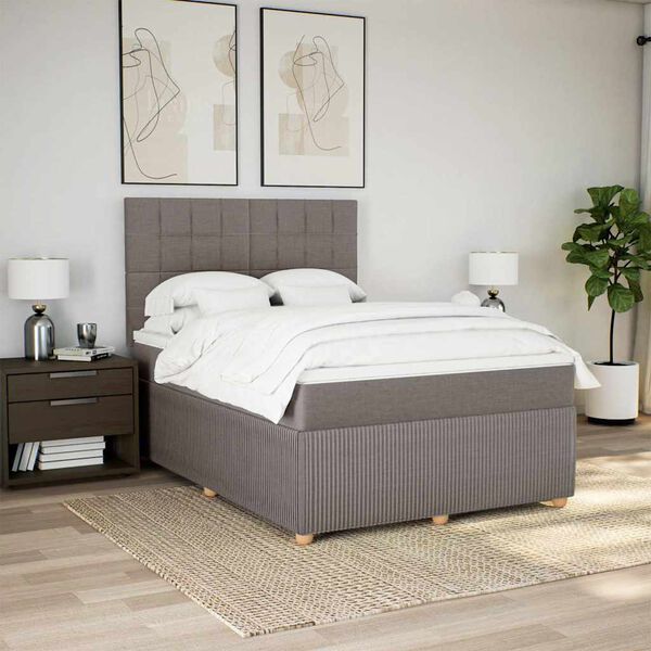 vidaXL Posteľn&yacute; r&aacute;m boxspring s matracom sivohned 160x200 cm l&aacute;tka